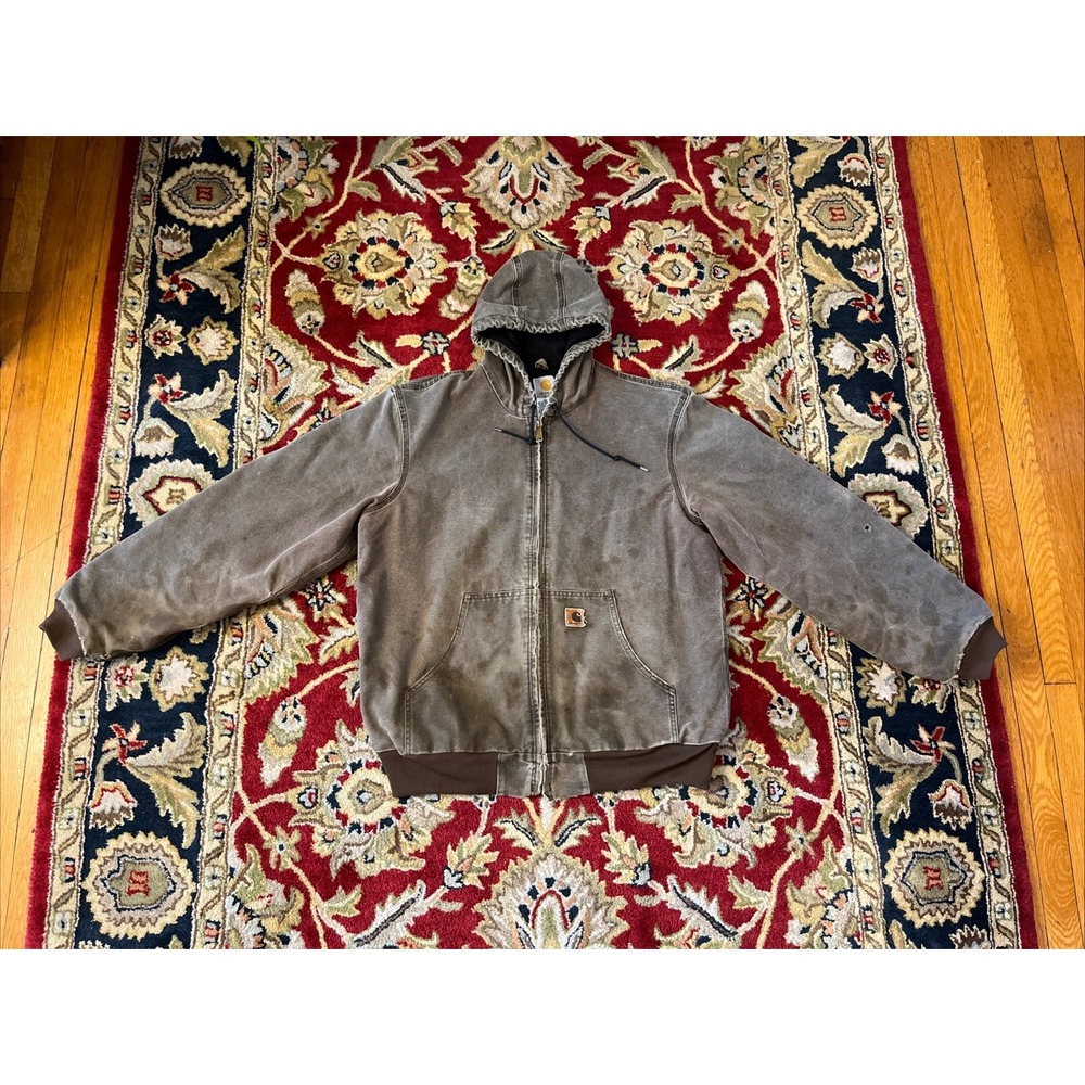 Vintage Carhartt Jacket Mens Size L Tall J25 CHT Chestnut Thermal Lined Grunge